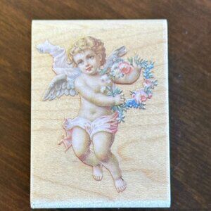 Rubber Stampede Classic Victorian Cherub Wood Mounted Rubber Stamp A745D